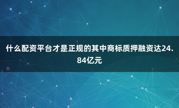 什么配资平台才是正规的其中商标质押融资达24.84亿元